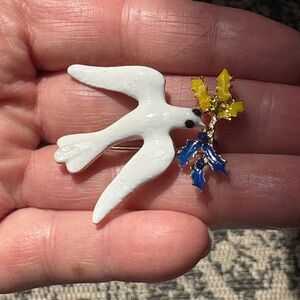 White Peace Love Dove Brooch